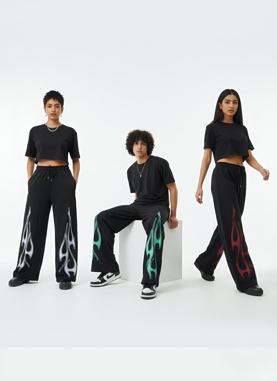 DUOIR Wide-Leg Flame Pants