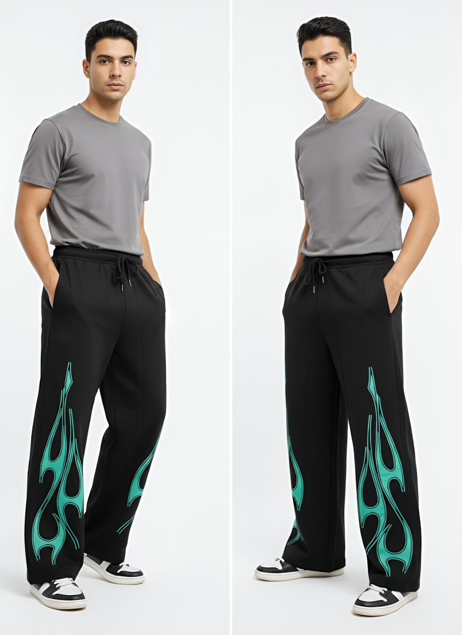 DUOIR Wide-Leg Flame Pants