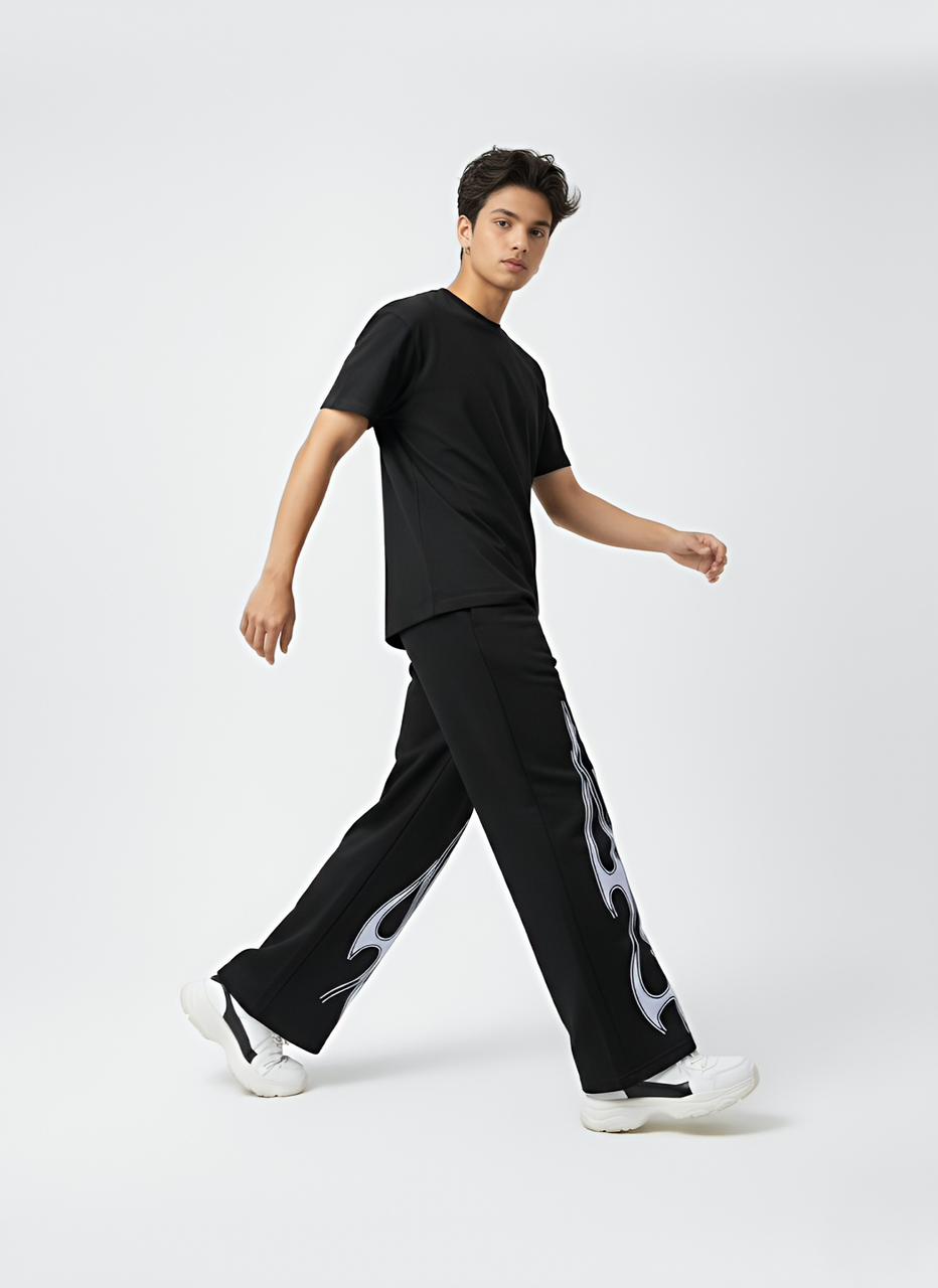 DUOIR Wide-Leg Flame Pants