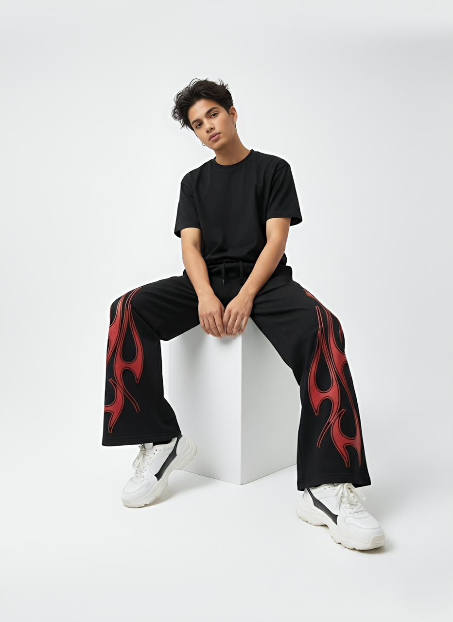 DUOIR Wide-Leg Flame Pants